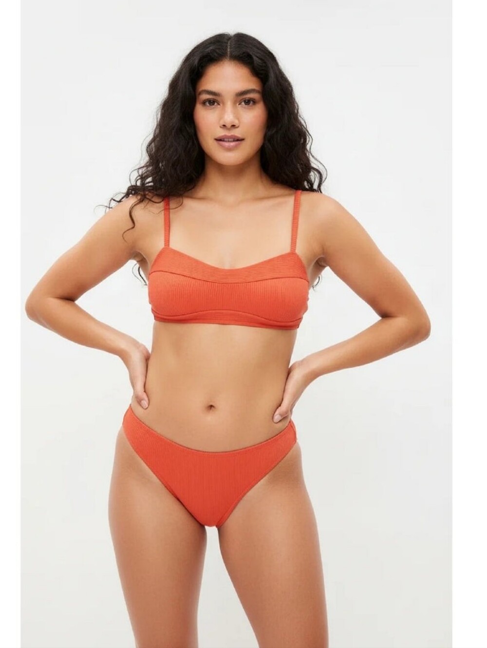 NWT Old Navy Ribbed Two-Piece Bikini Set - Ornament Orange (M)